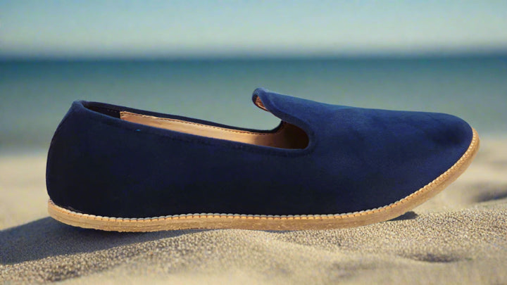 Mumbai Lads Kiaan K3 Park Lane Blue velvet men's jutti slip-on for Indian weddings product photo